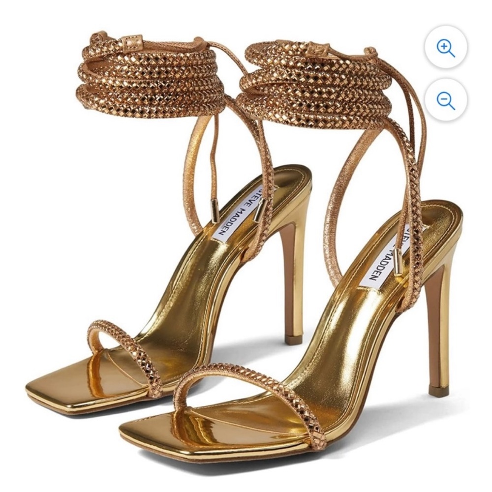 Steve Madden uplift-r rhinestone embellished wrap around ankle dress heel